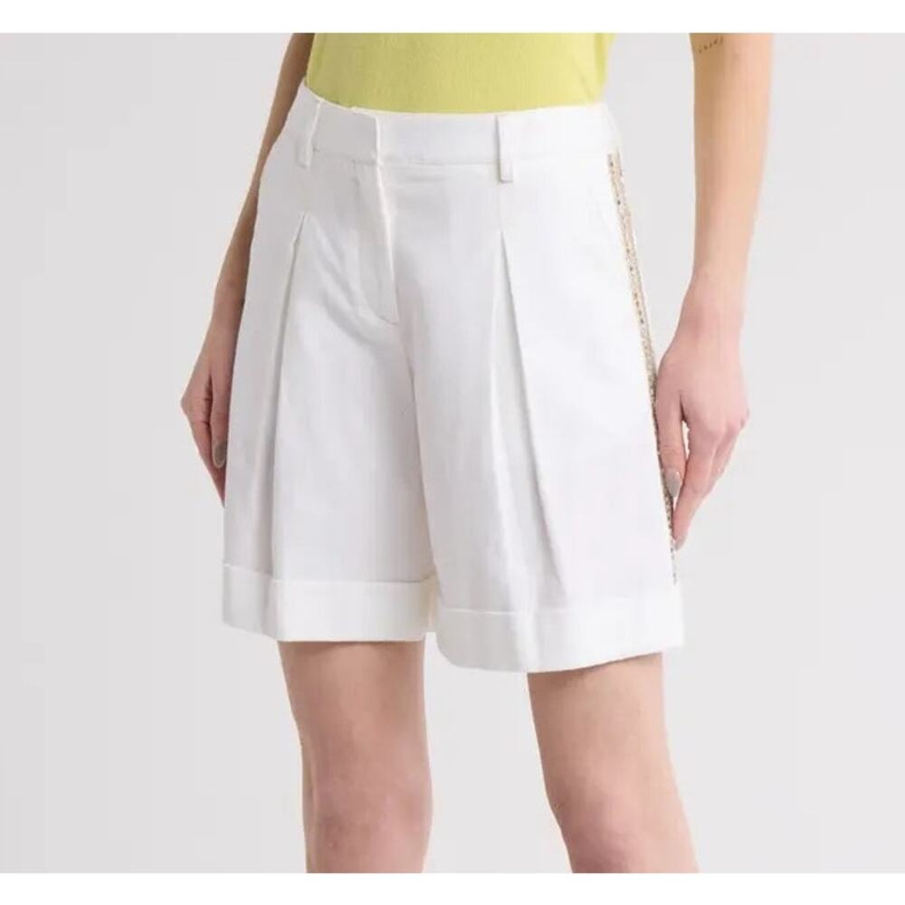 TWP Embellished High Waist Shorts In White Sz 4